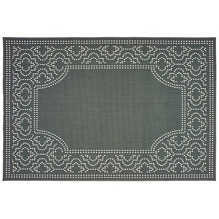 Oriental Weavers Marina Indoor Outdoor Outdoor Border Round Rug, Grey - 7 ft. 10 in. x 7 ft. 10 in. M1247X240RDST